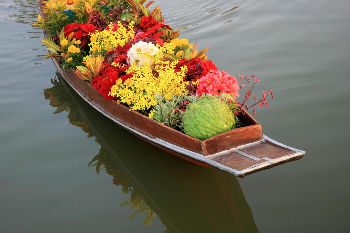 Flowers in a boat photo