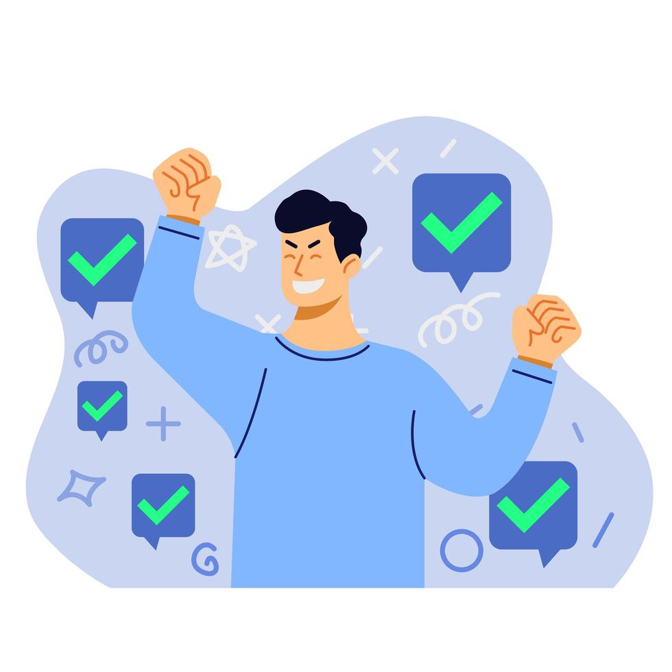 Cheerful Man Got Approval Illustration vector