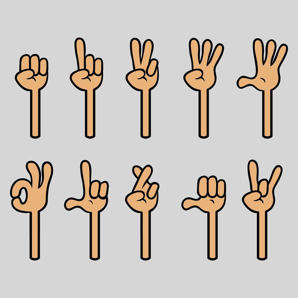 Four Finger Cartoon Hand Gesture Collection vector