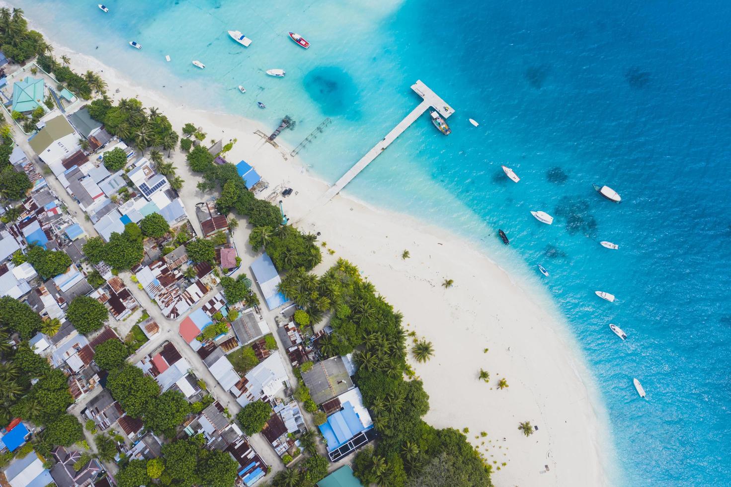 Aerial shot of the Maldives photo