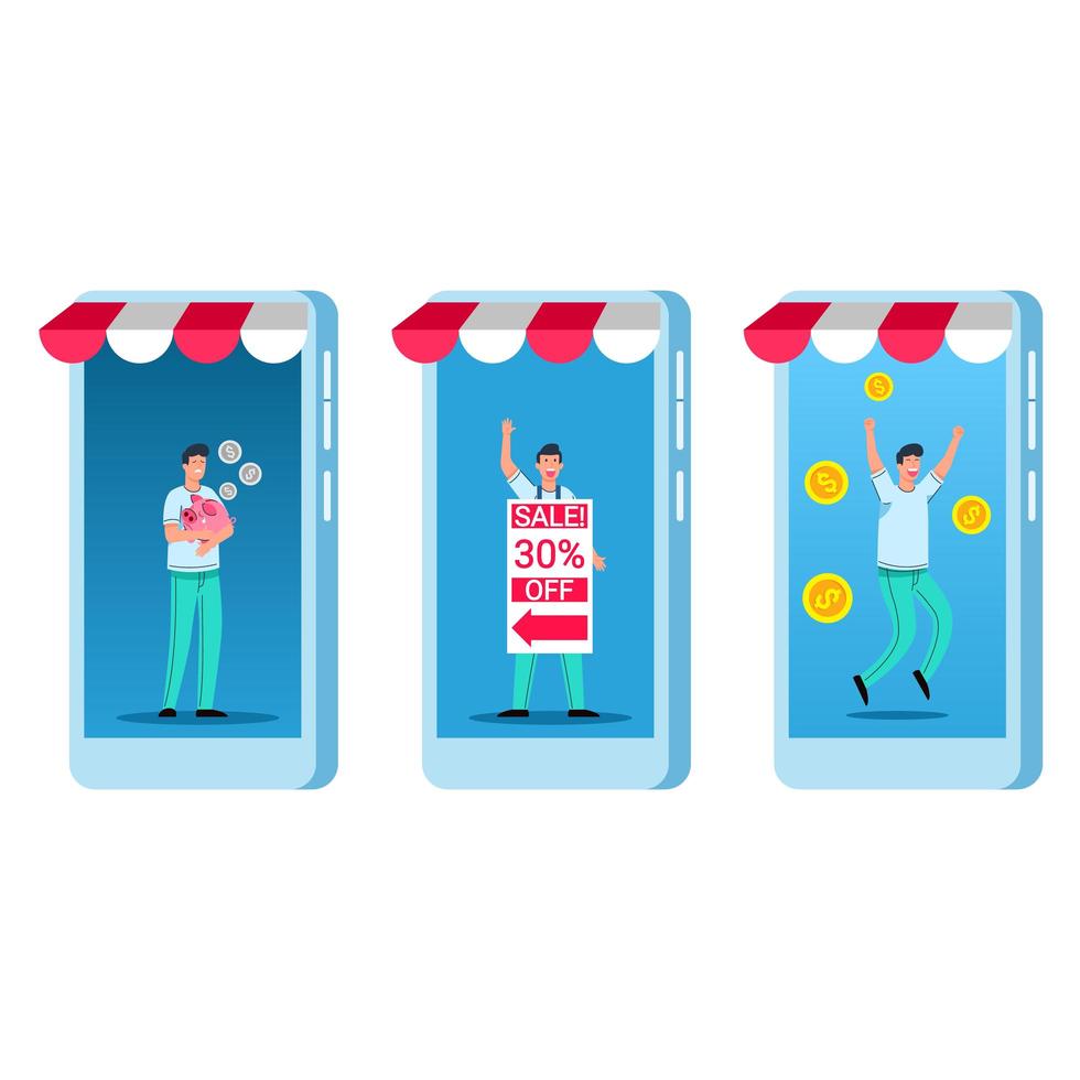 Online Seller Bankrupt Promotion And Success On Smartphone Electronic Commerce Application vector