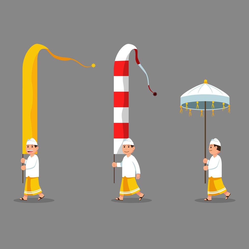 Long Flag Decoration Carried By Men On Parade vector