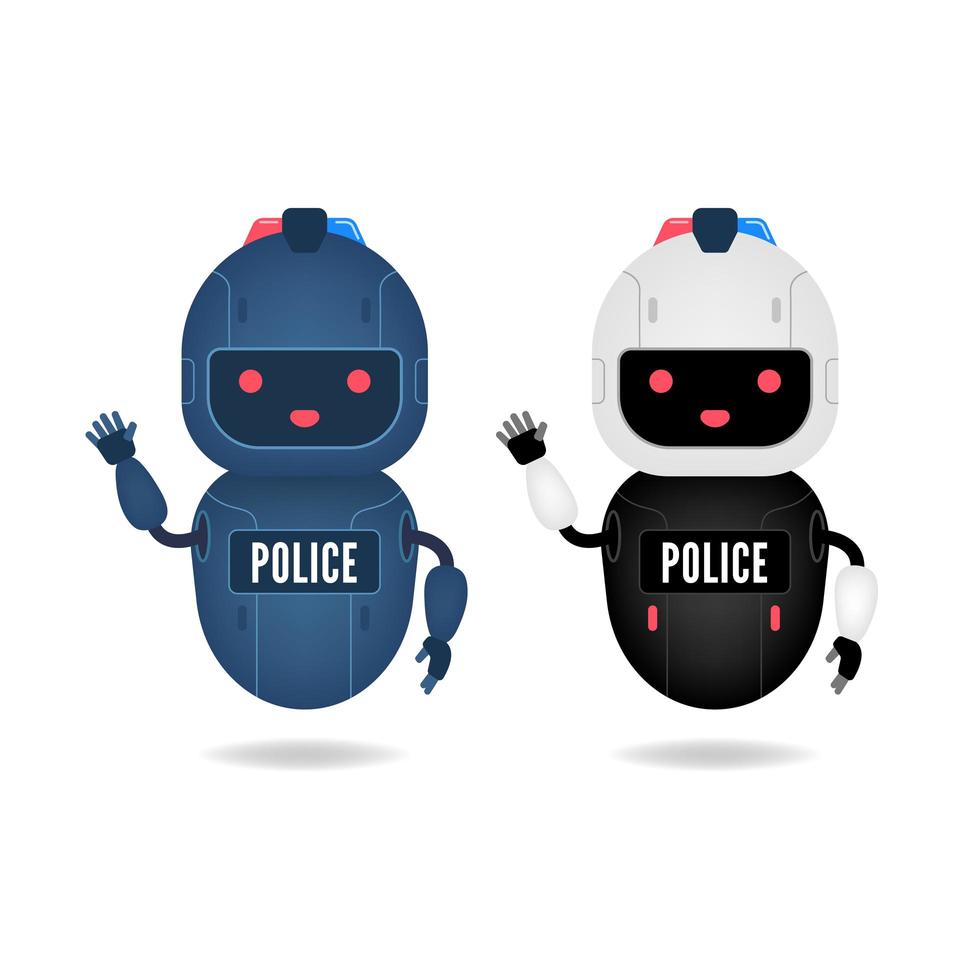 Police friendly android robot character. vector