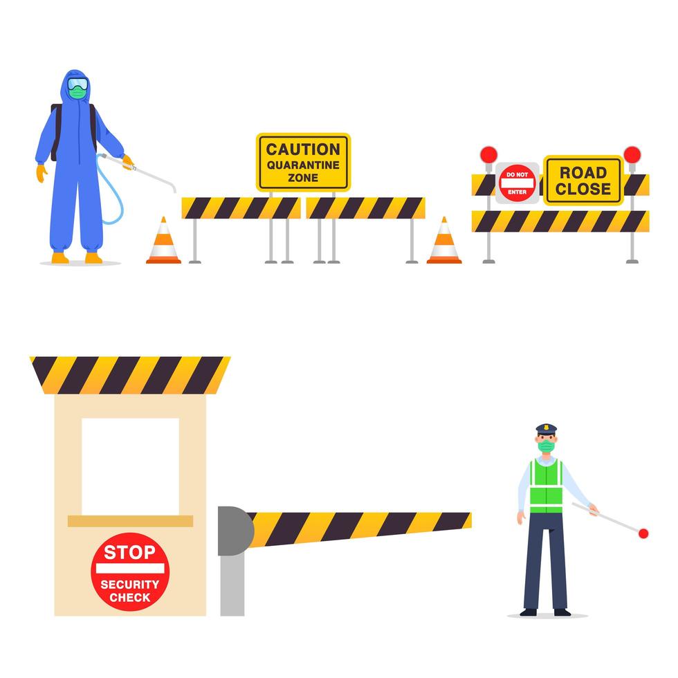 Road Block Of Quarantine Zone Graphic Elements vector