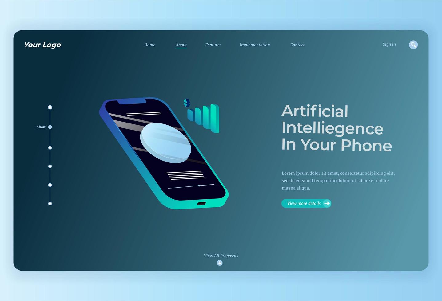 Isometric Smart wireless technology on smartphone Landing Page background vector
