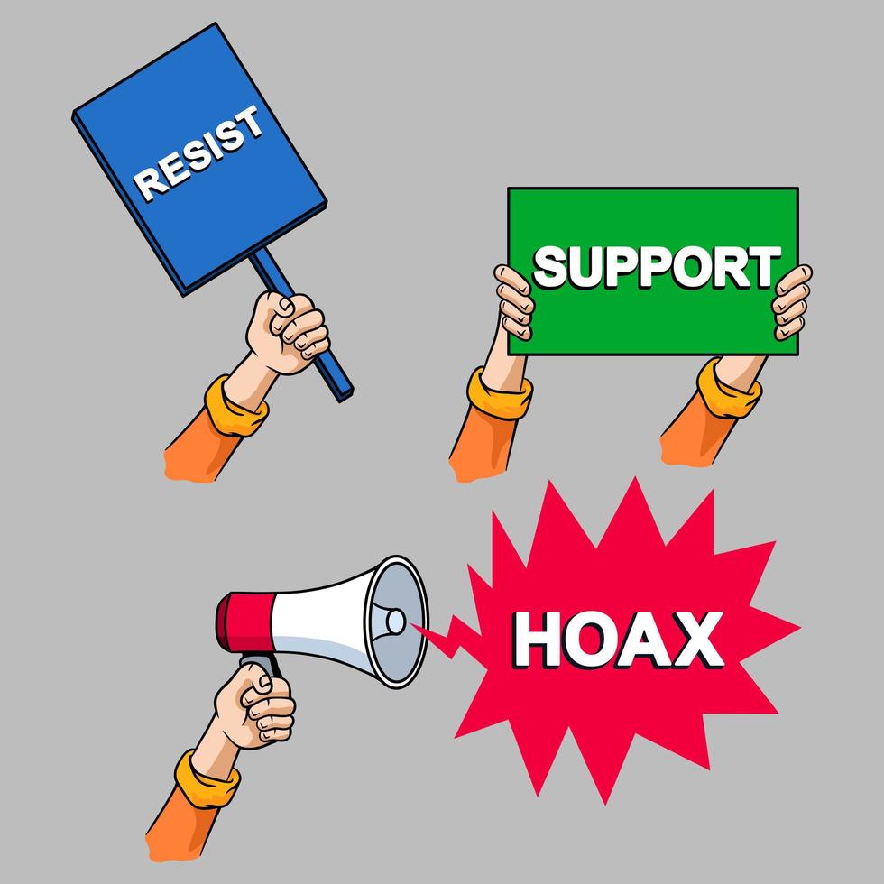 Protest Cartoon Hand Collection Set vector