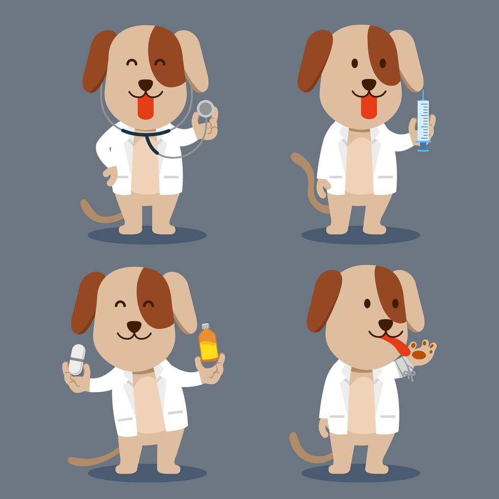 Dog As Pet Doctor Flat Character Illustration vector