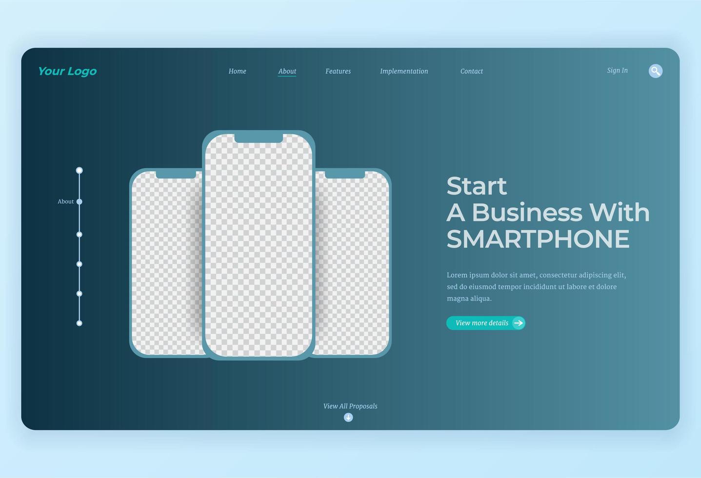 3 smartphones for landing page vector