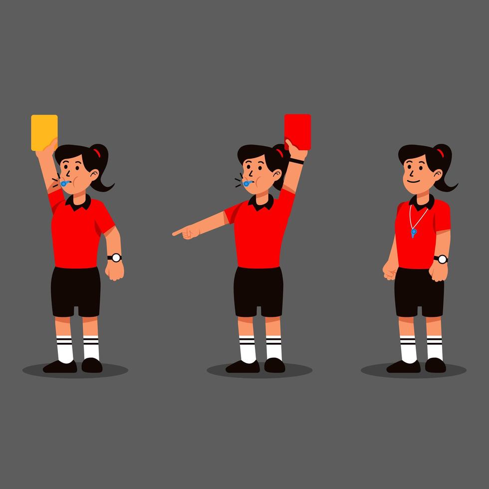 Woman Soccer Referee Action Character Collection vector