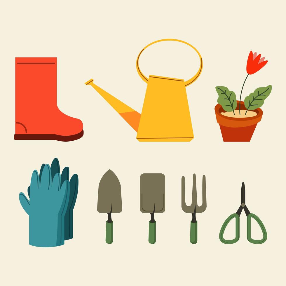 Gardening Tools Flat Graphic Collection vector