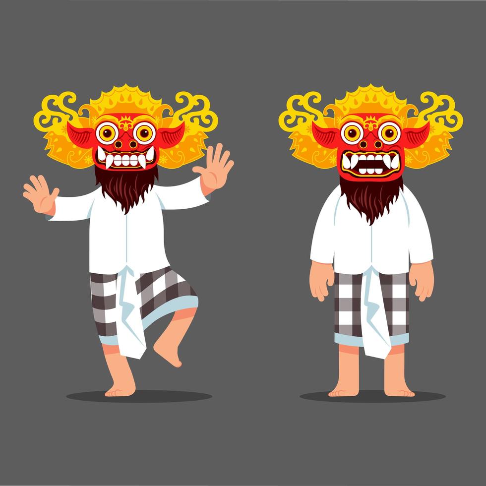 Traditional Balinese Evil Spirit Mask Dancer Character vector