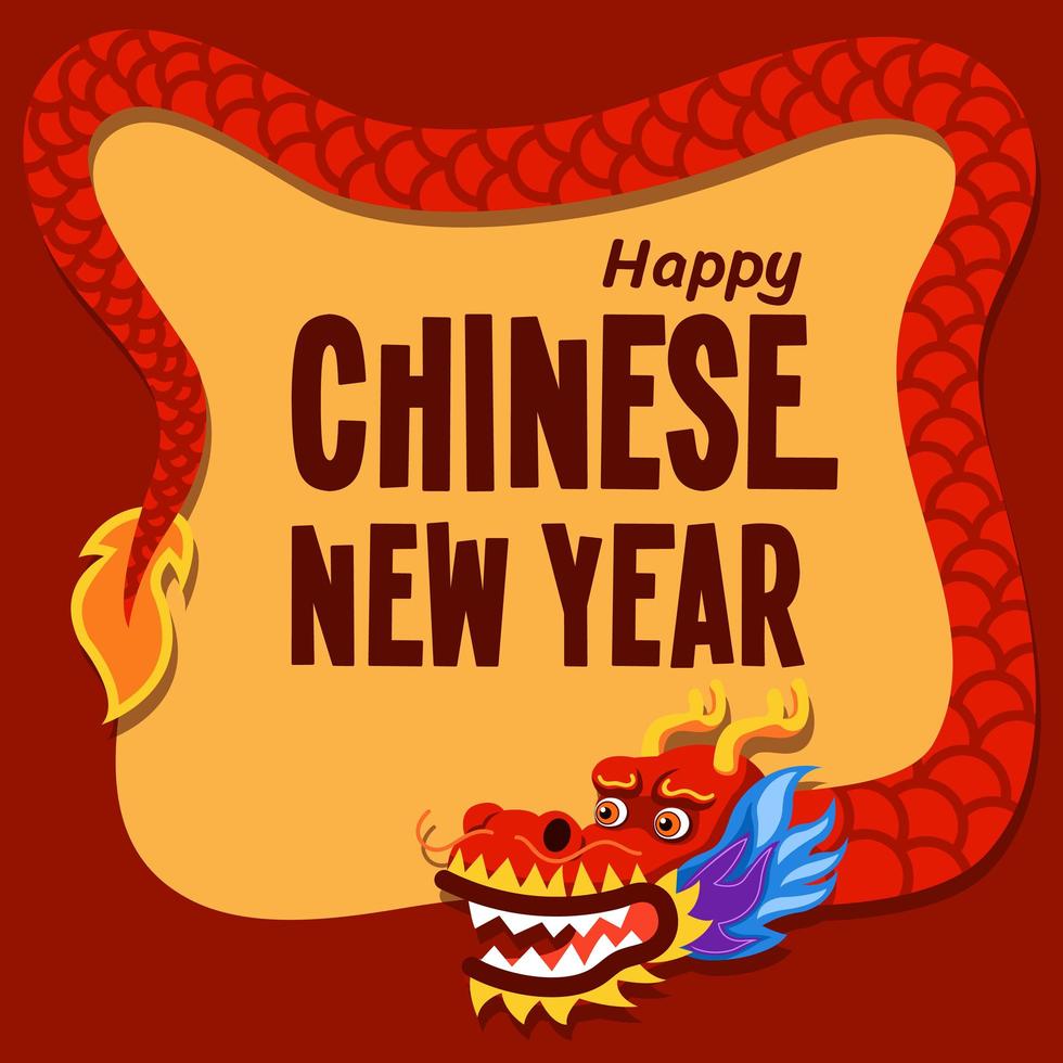 Square Shape Of Red Traditional Chinese Dragon 1902853 Vector Art At Vecteezy