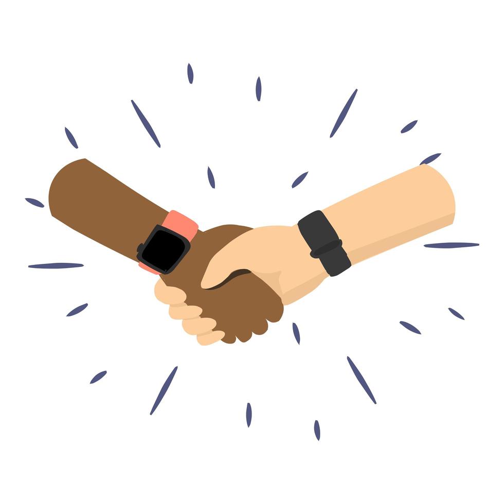 People from different cultures and races handshake illustration Vector