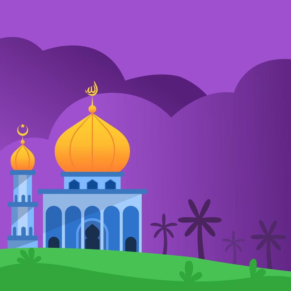 Yellow Grand Mosque Dome Illustration Background vector