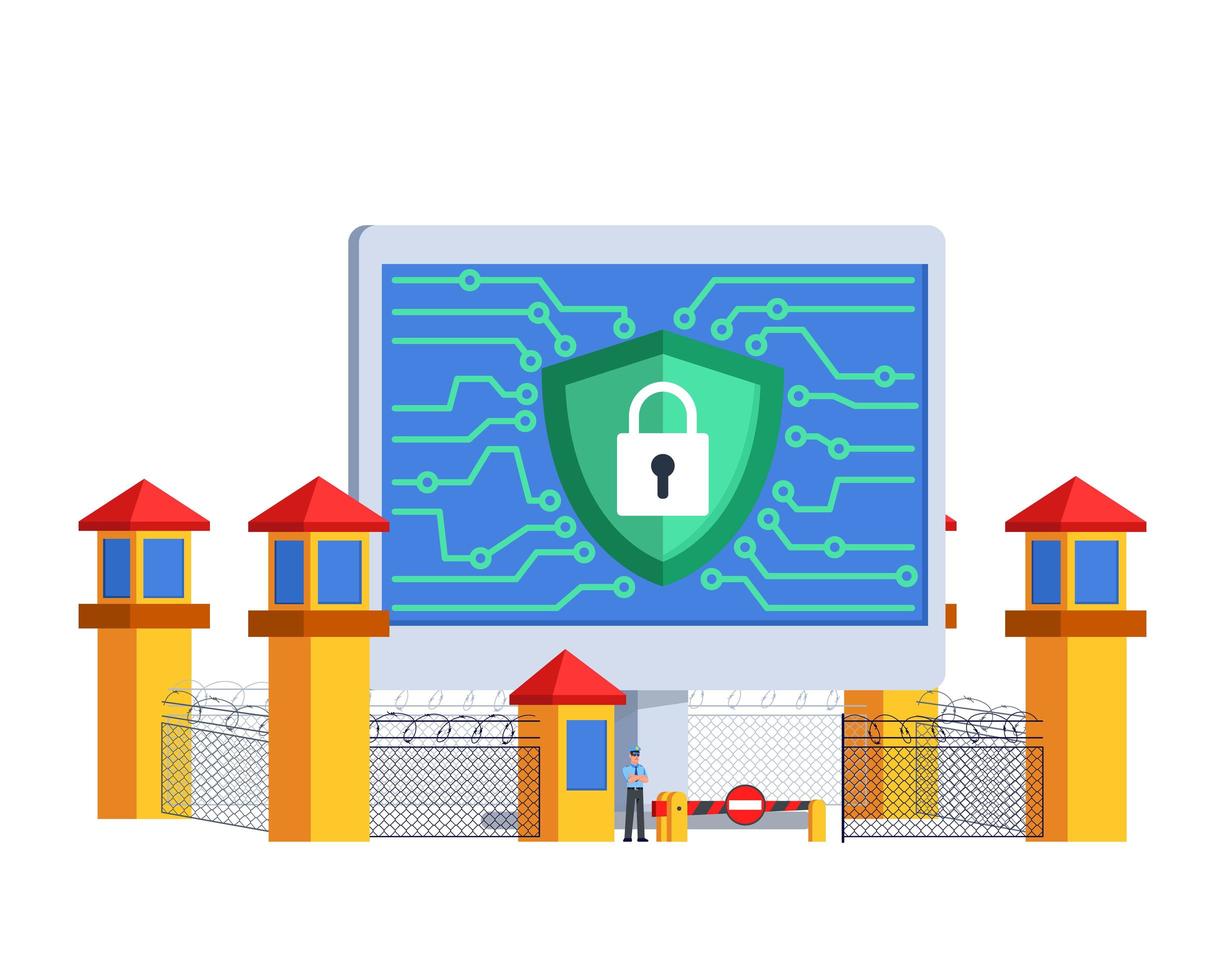 Guard Officer Of Internet Security Concept vector