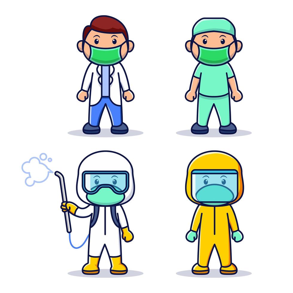 Cute Character Health Officer Set vector