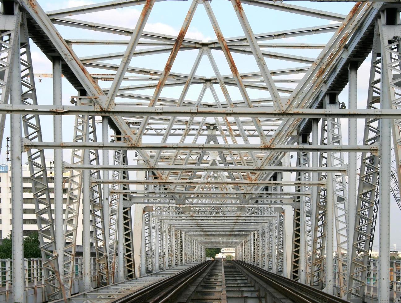 Railway line with bridge photo