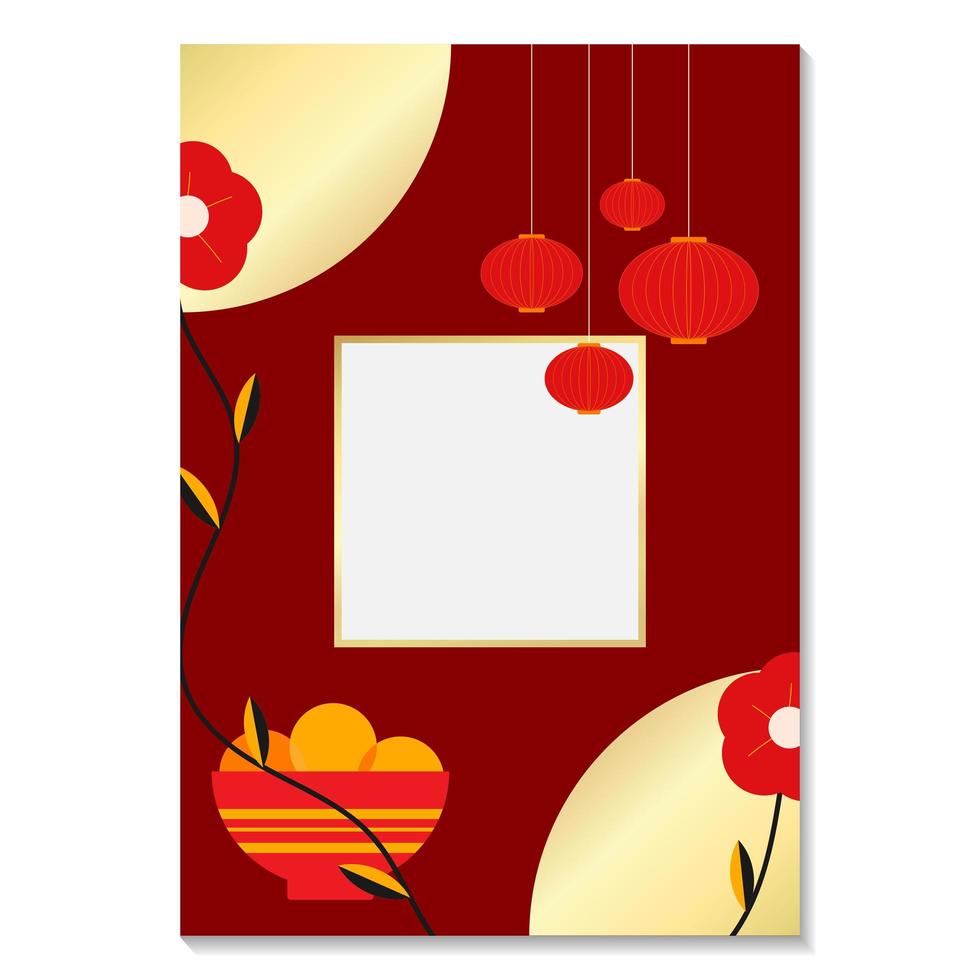 Red and golden lunar new year 2021 vector