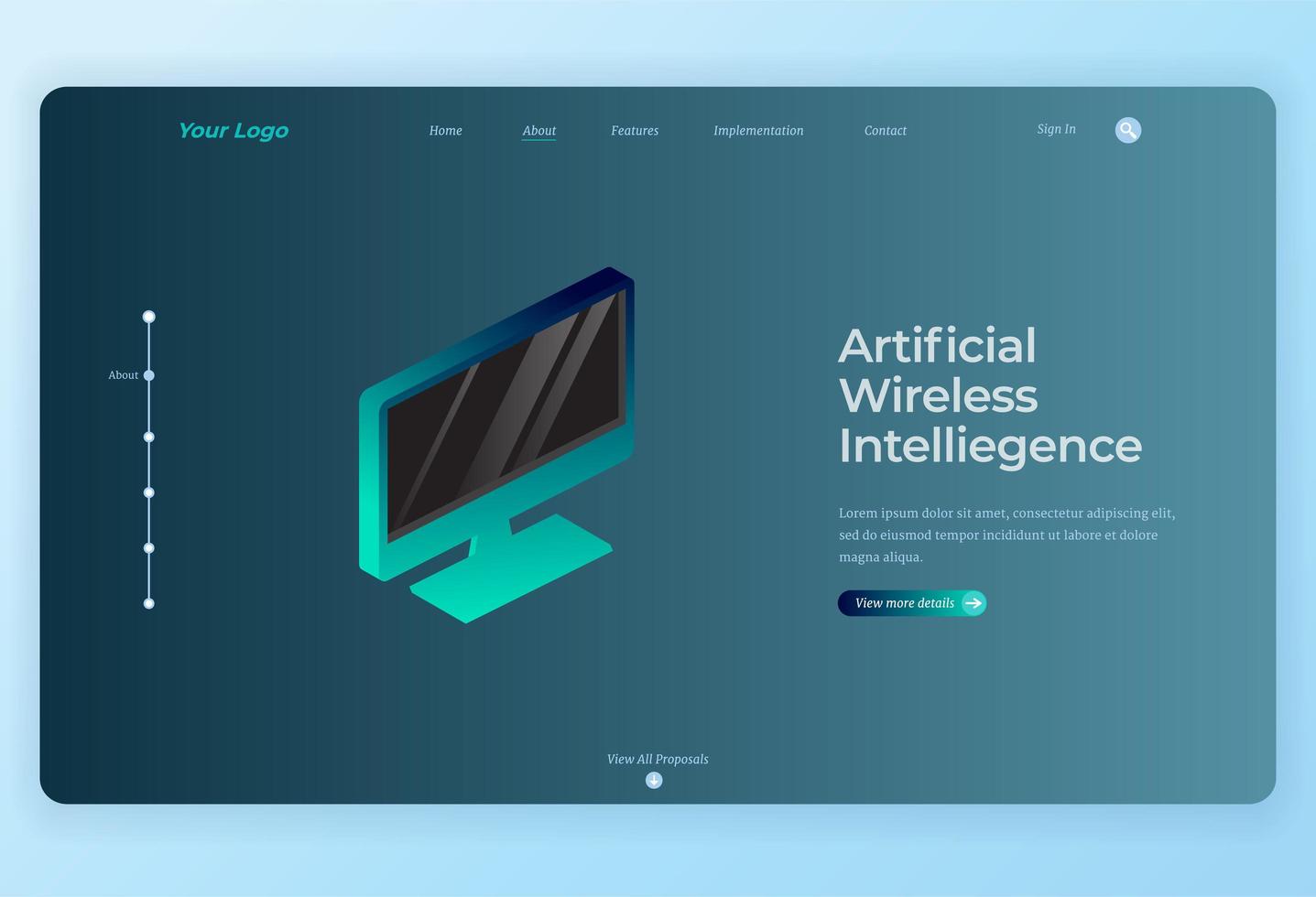 Isometric Smart monitor technology Landing Page background vector