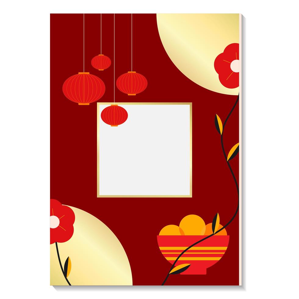 Red and golden lunar new year 2021 vector