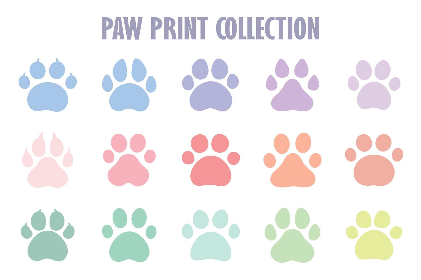 Dog and cat paw prints. A collection of dog footprints with claws. vector illustration.