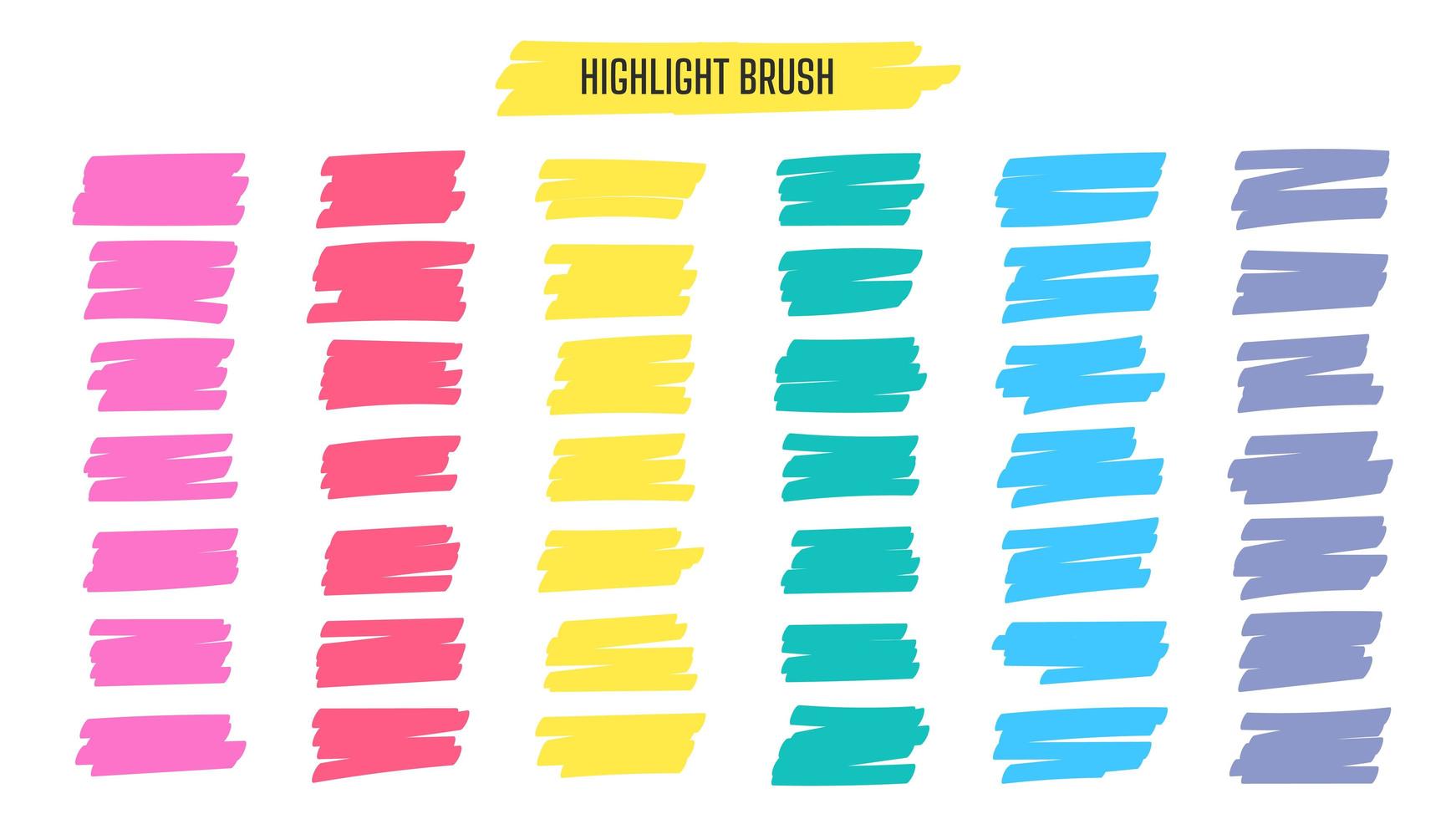 Highlight brush lines. Hand drawn yellow highlighter pen stroke line for word underline. vector