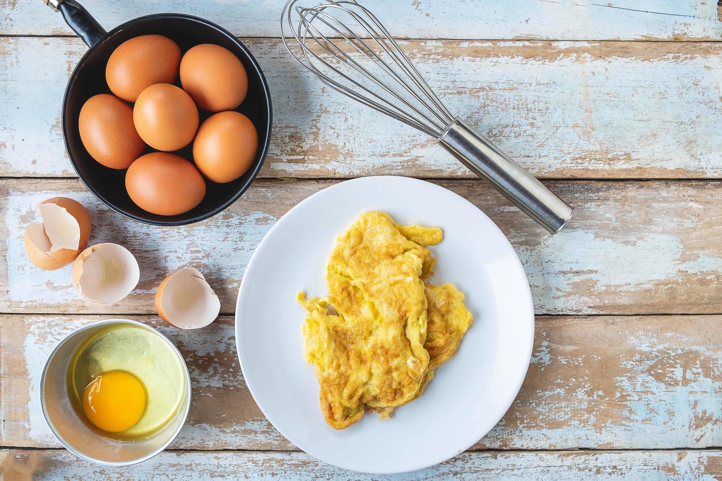 Cooked omelet on plate photo