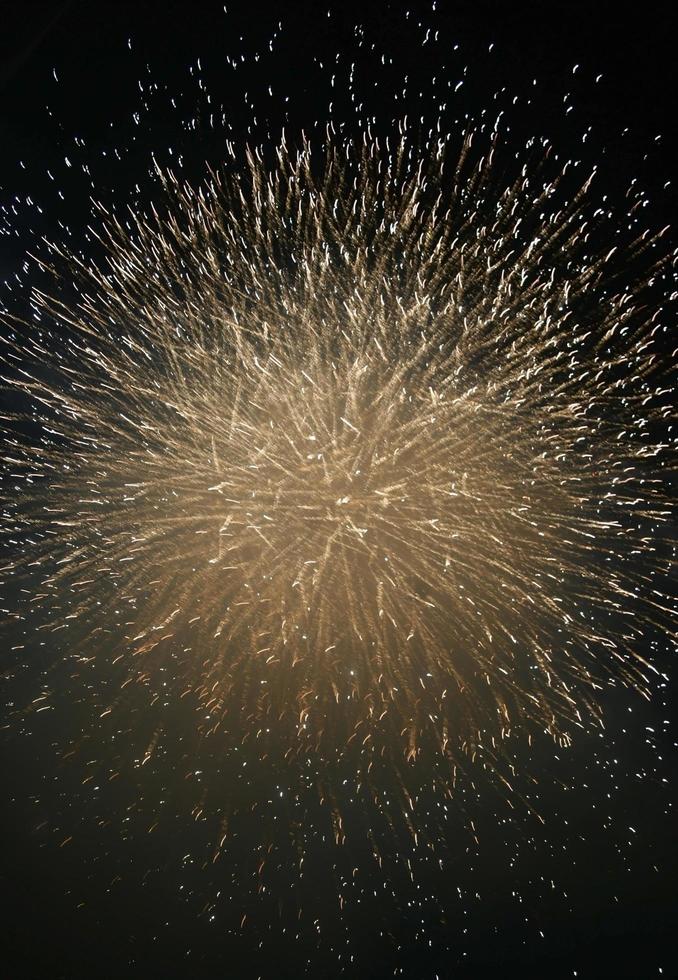 Yellow firework in black sky photo