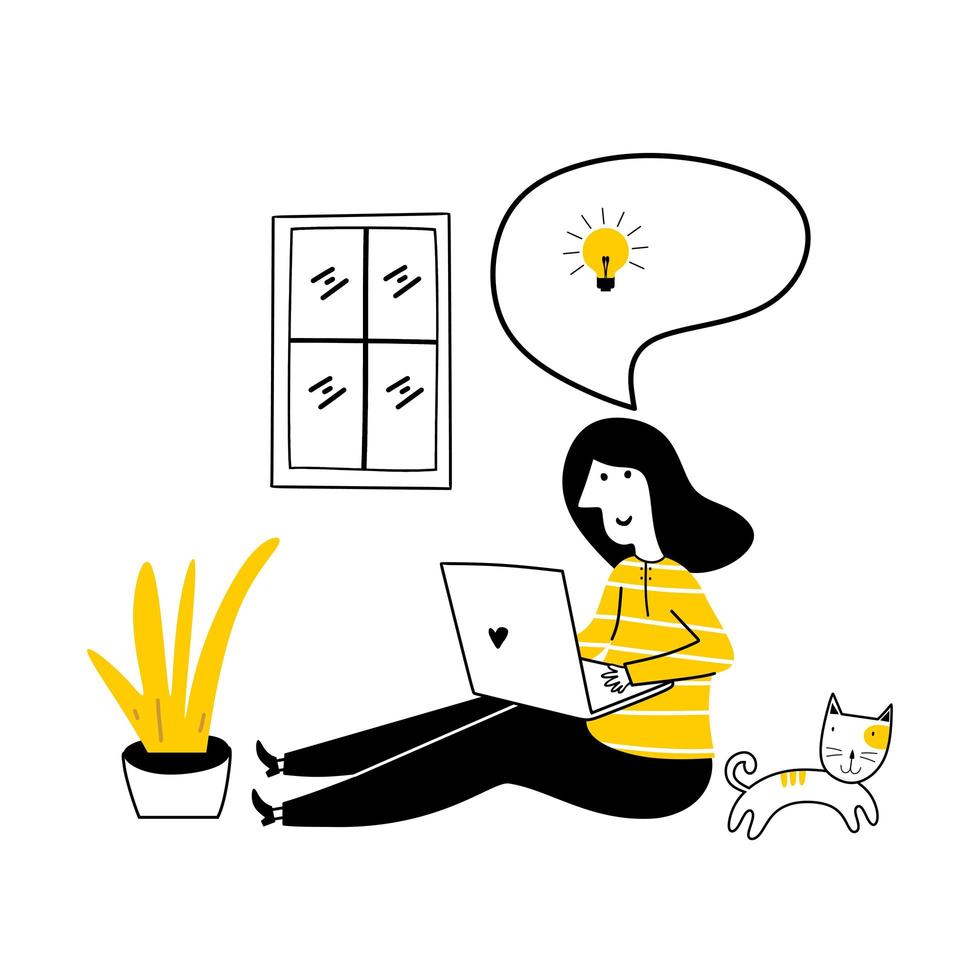 Working at home, coworking space, concept illustration. vector