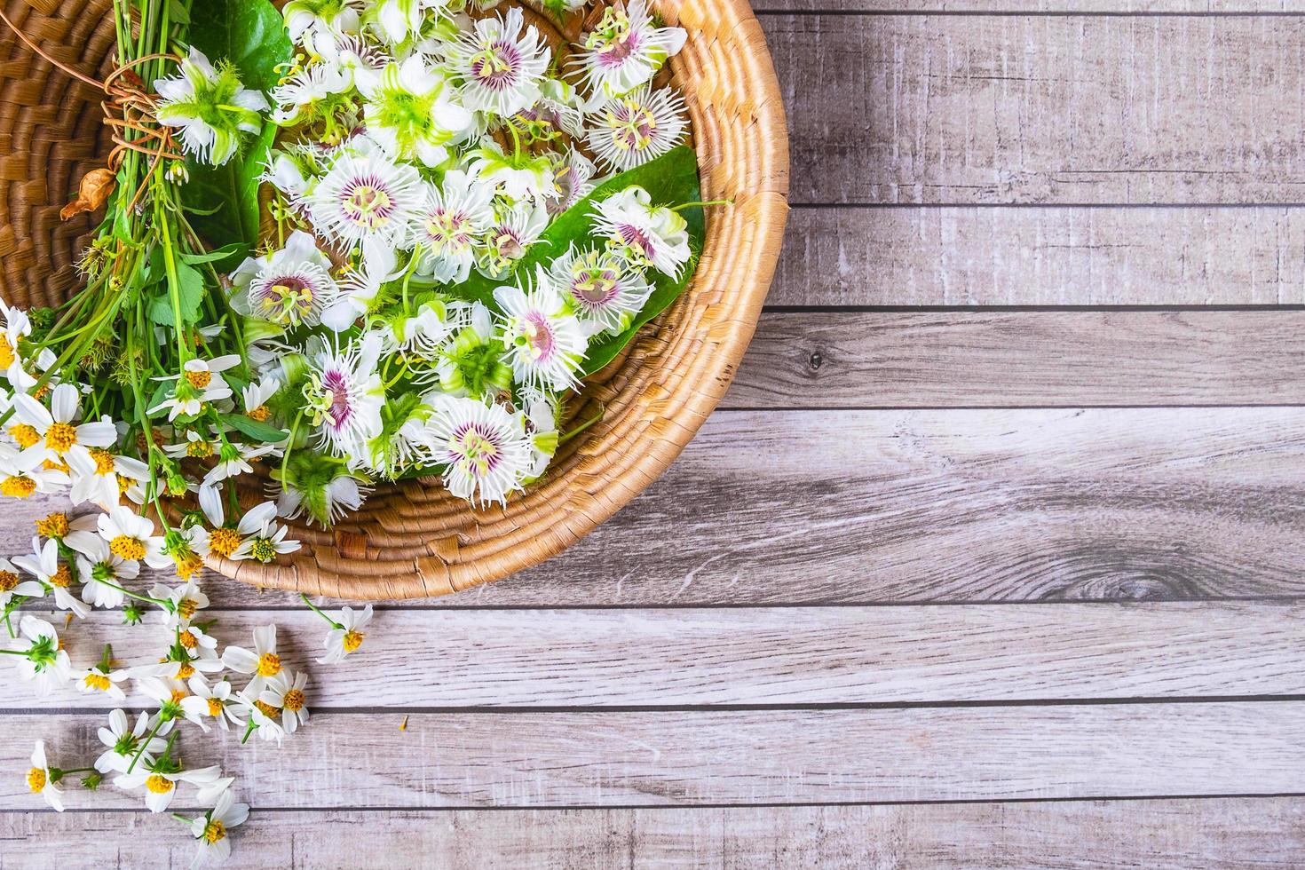 Flowers in a basket photo