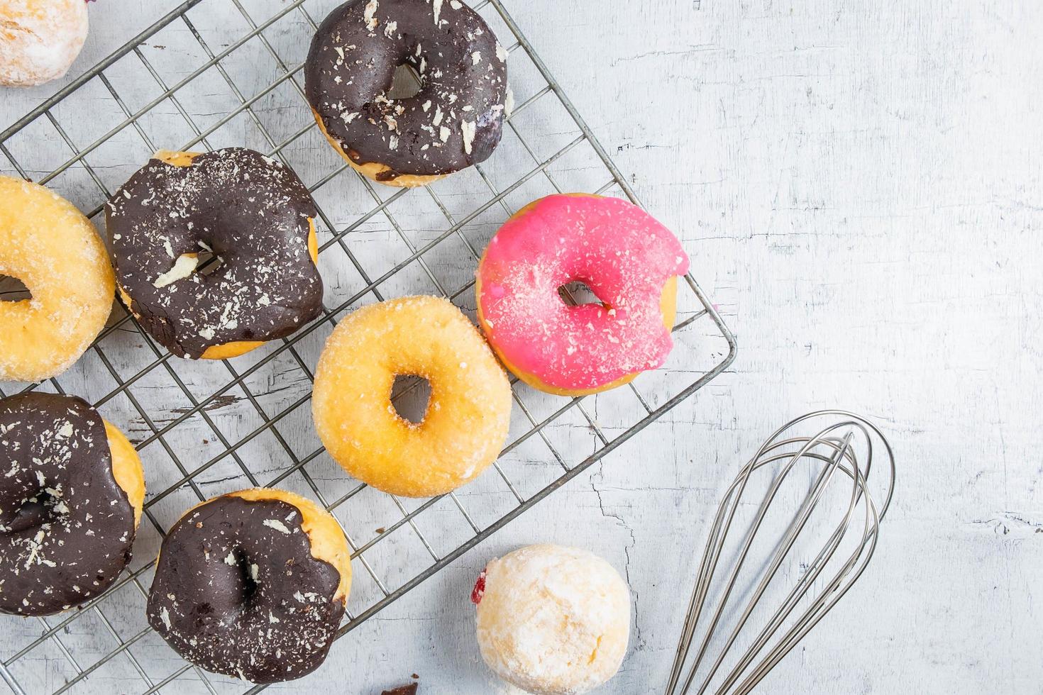 Top view of donuts photo