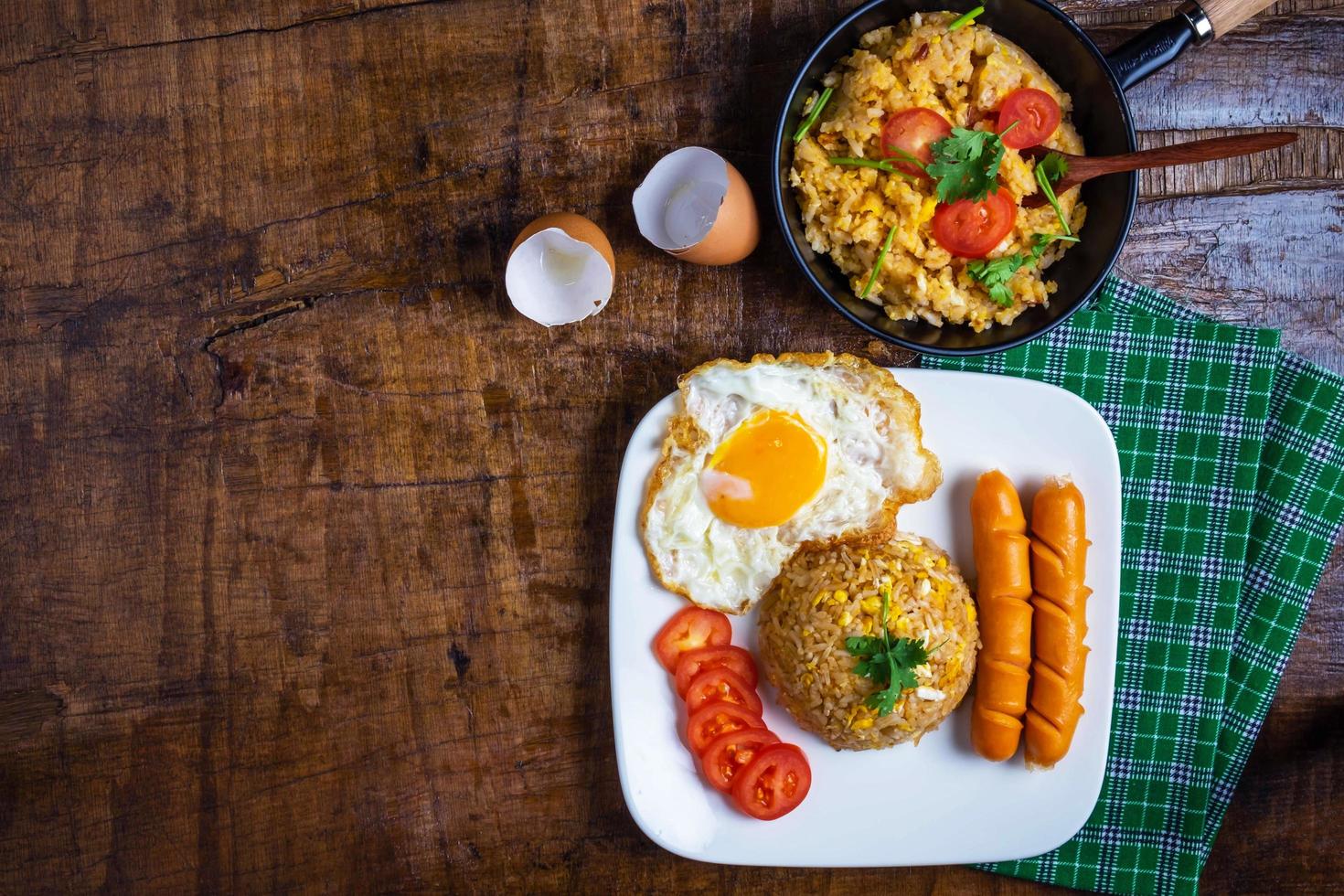 Top view of American breakfast photo