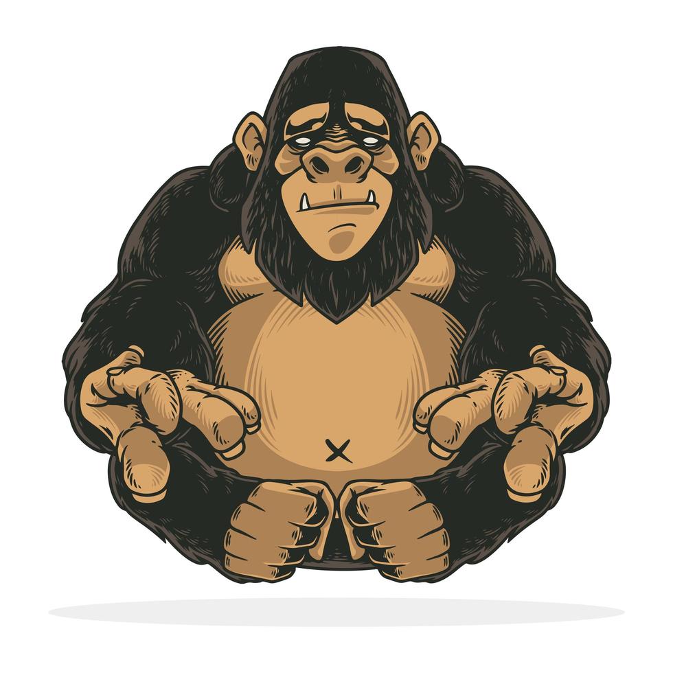 Awesome gorilla or ape hand drawn design vector