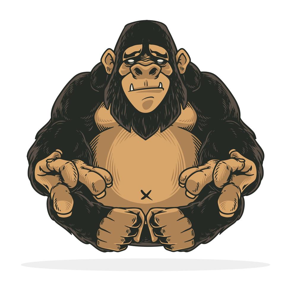 Awesome gorilla or ape hand drawn design vector