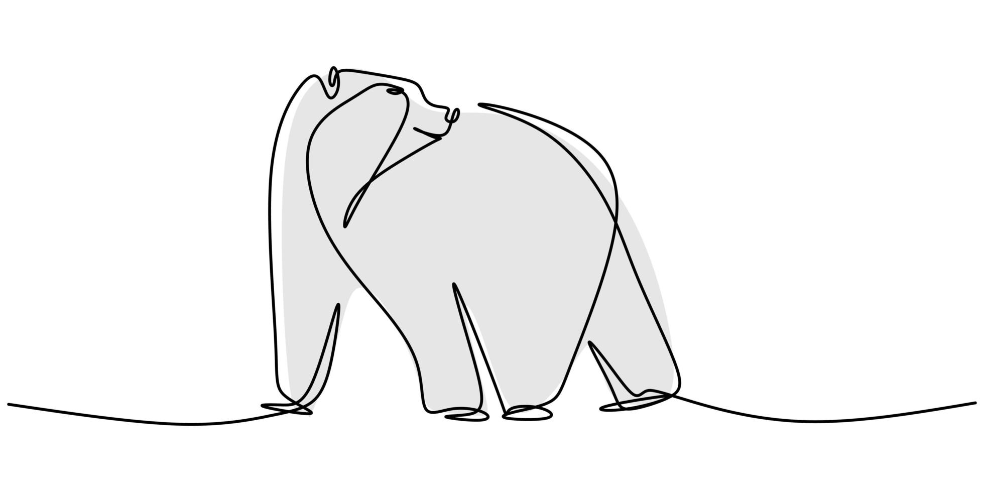 Continuous line drawing of bear wild animal vector illustration.
