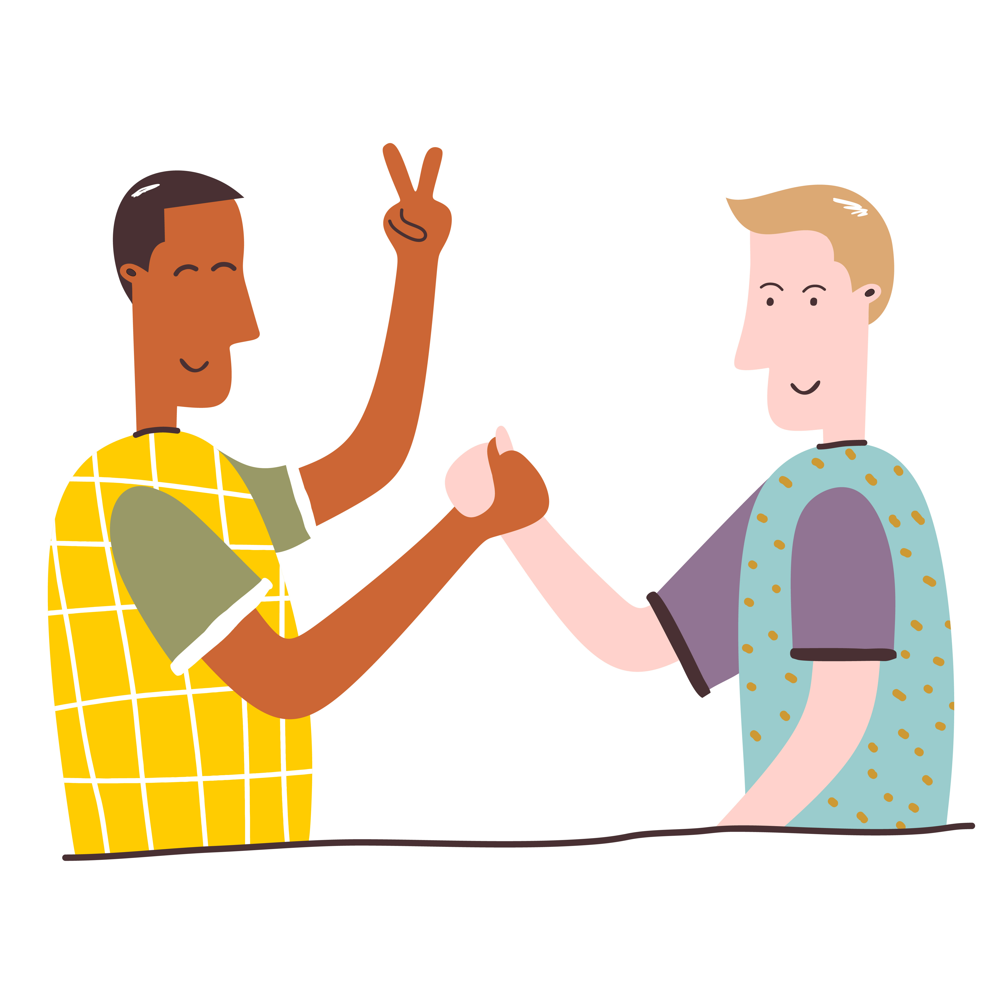 Two teenagers man holding hands each other cartoon characters on a white background. Excited, smiling young men, office workers, colleagues, brothers. Concept of friendship. Flat vector illustration 1903532 Vector Art at Vecteezy Two teenagers man holding hands each other cartoon characters on a white background. Excited, smiling young men, office workers, colleagues, brothers. Concept of friendship. Flat vector illustration 1903532 Vector Art at Vecteezy