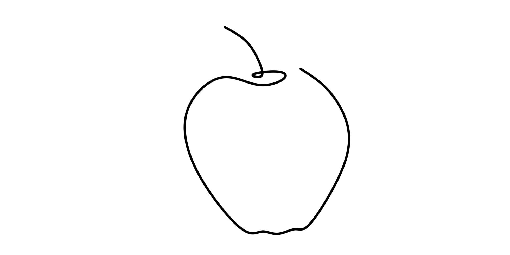 Continuous line drawing of apple fruit. vector