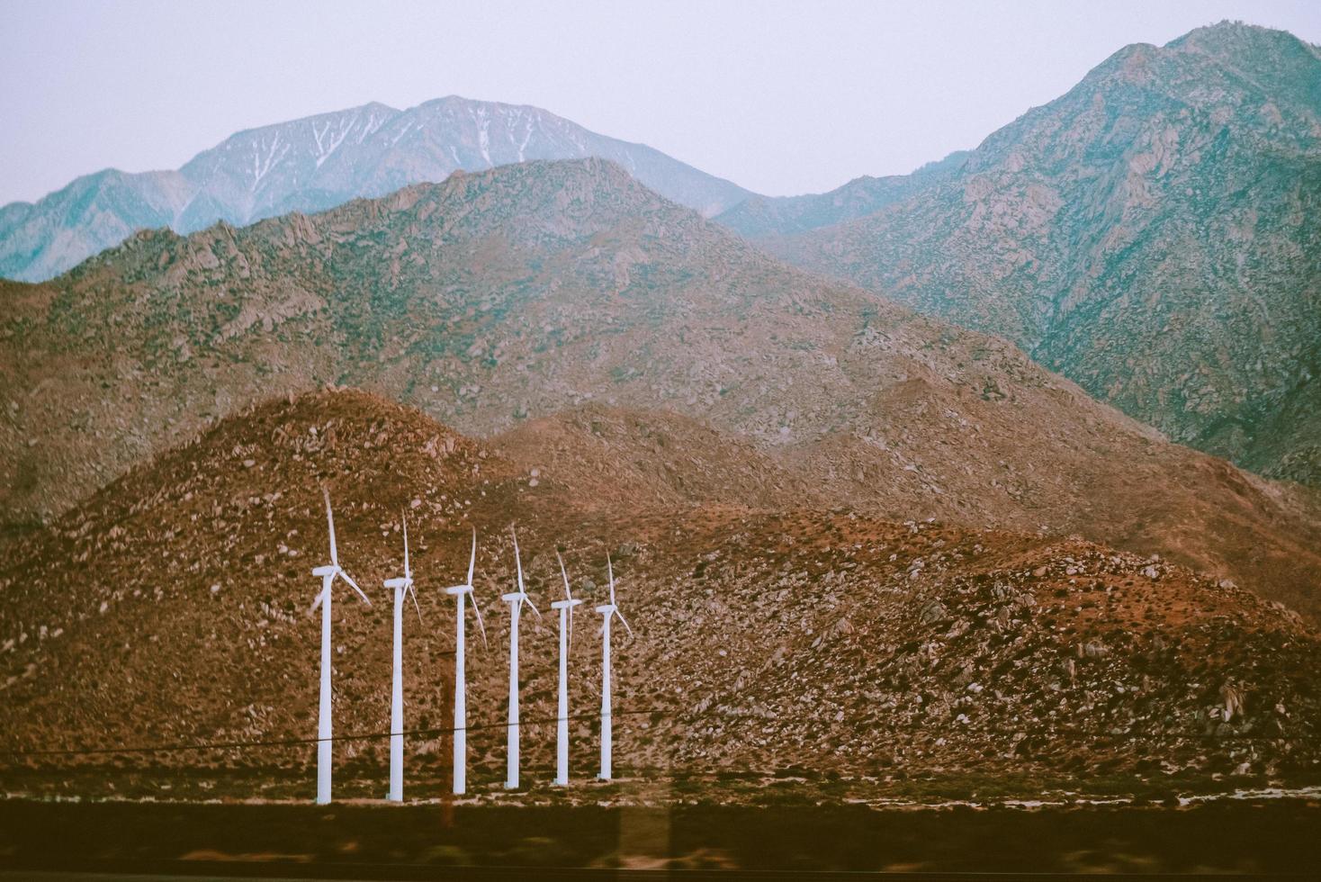 Solar farm near mountains photo