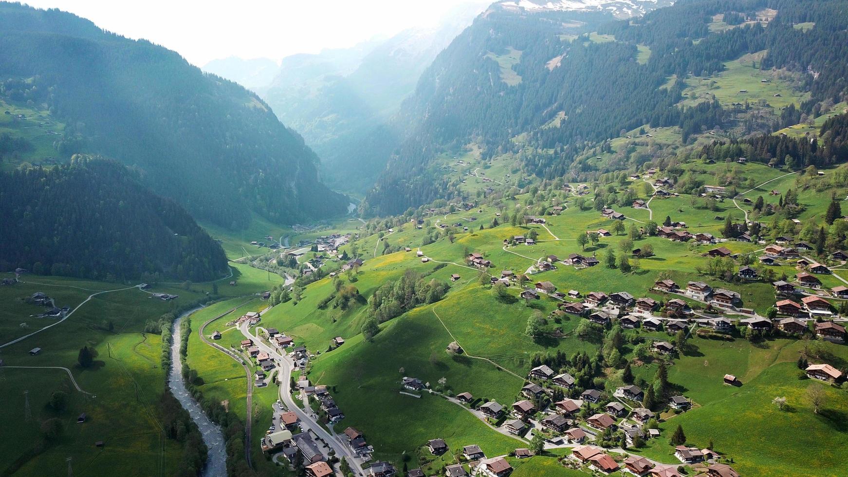 Village near mountains photo