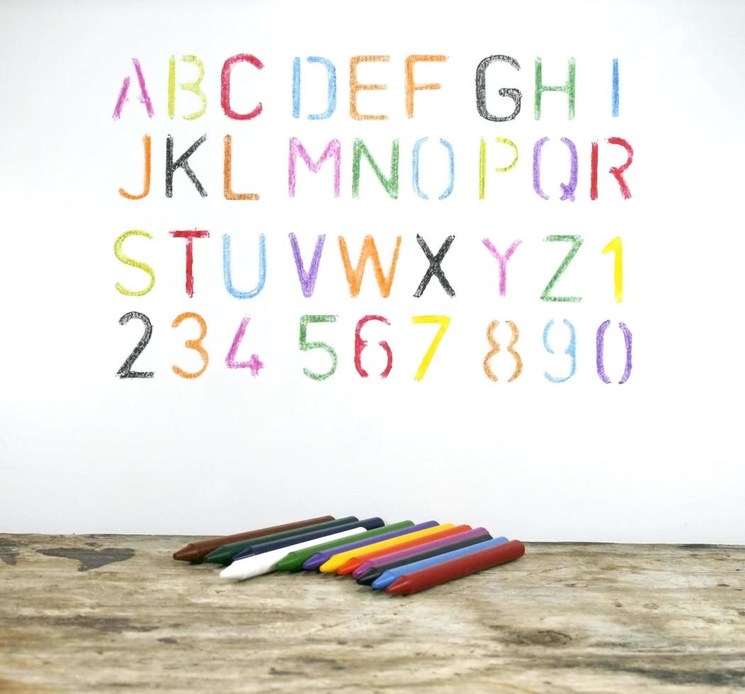 Alphabet and crayons photo