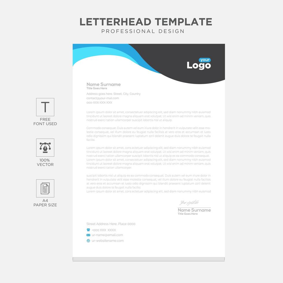 Elegant letterhead template design in minimalist style vector