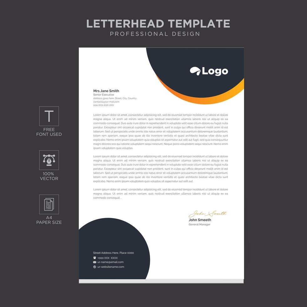 Elegant letterhead template design in minimalist style vector