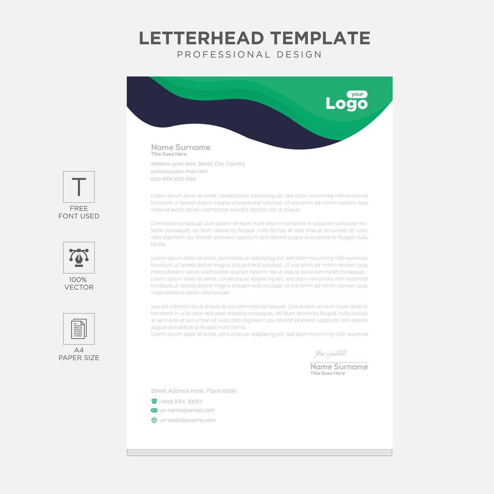 Elegant letterhead template design in minimalist style vector