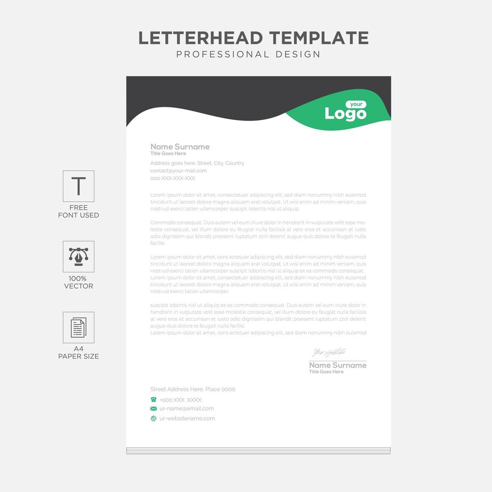 Elegant letterhead template design in minimalist style vector