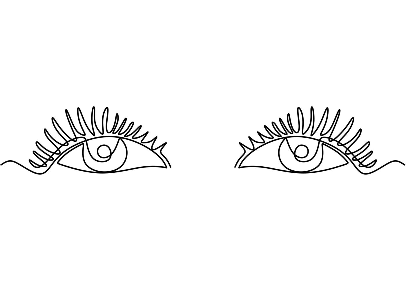 One continuous line drawing of woman eyes minimalistic linear sketch. vector