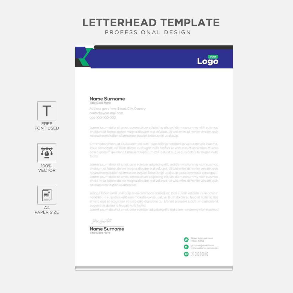 Elegant letterhead template design in minimalist style vector