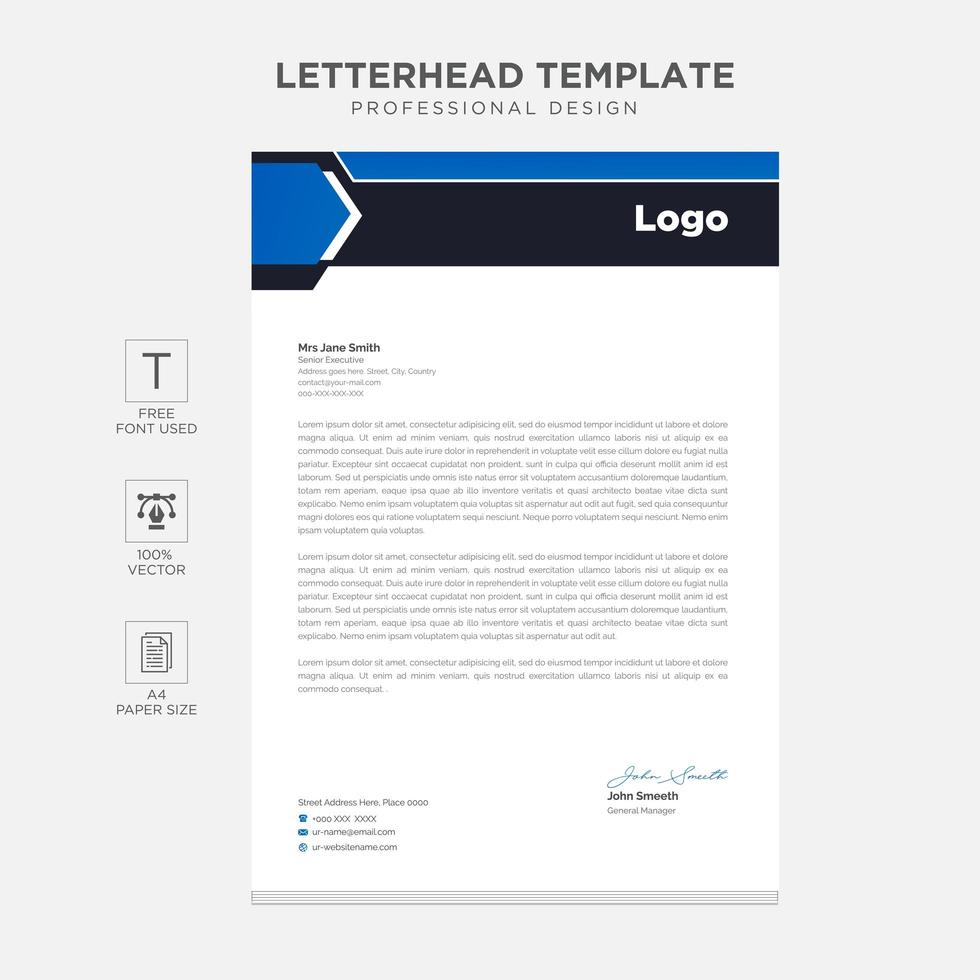 Elegant letterhead template design in minimalist style vector