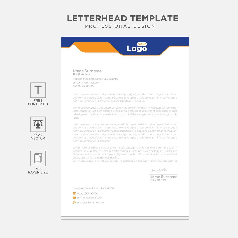 Elegant letterhead template design in minimalist style vector