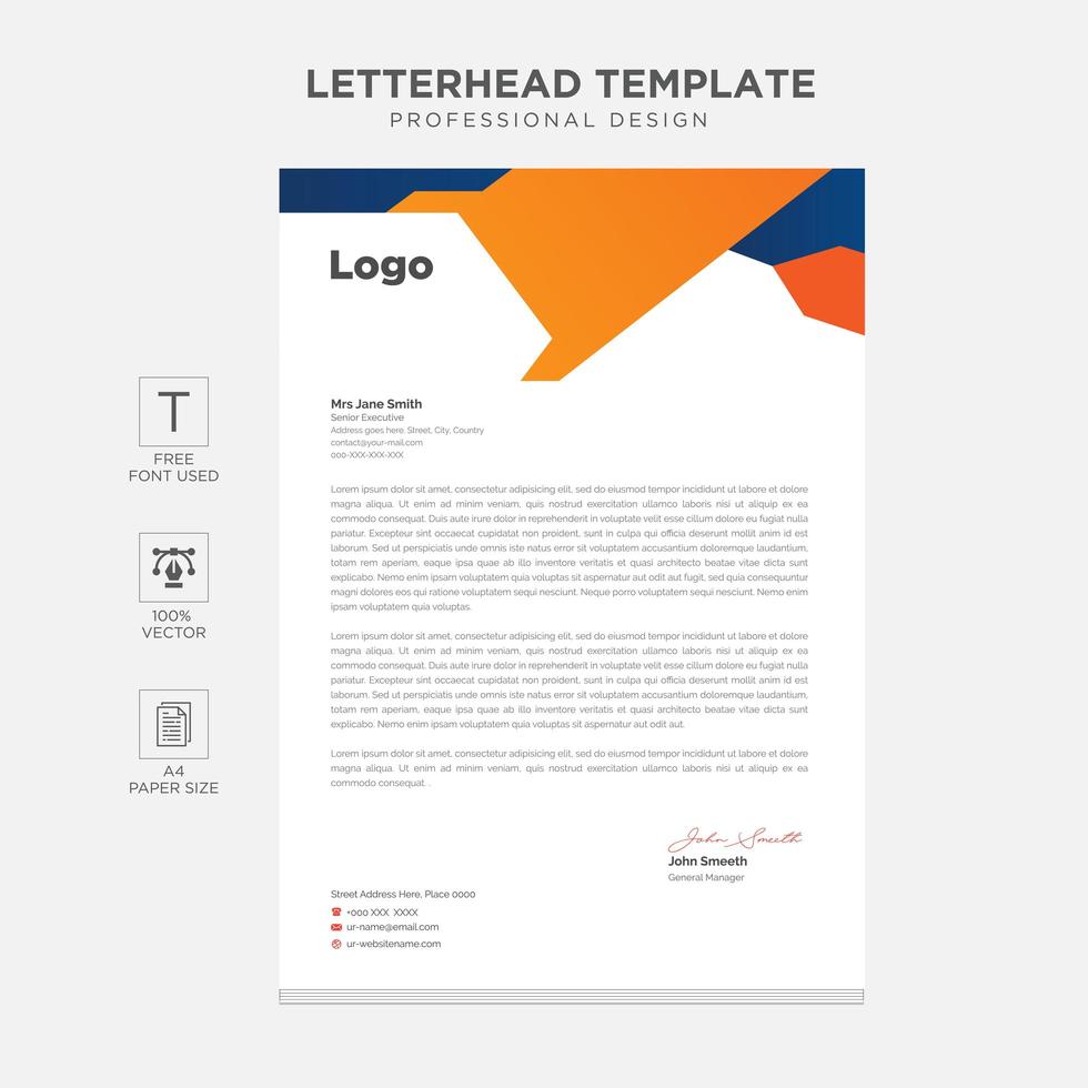 Elegant letterhead template design in minimalist style vector