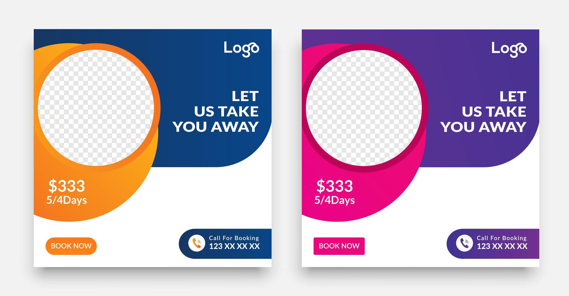 Geometric Travel social media post template vector